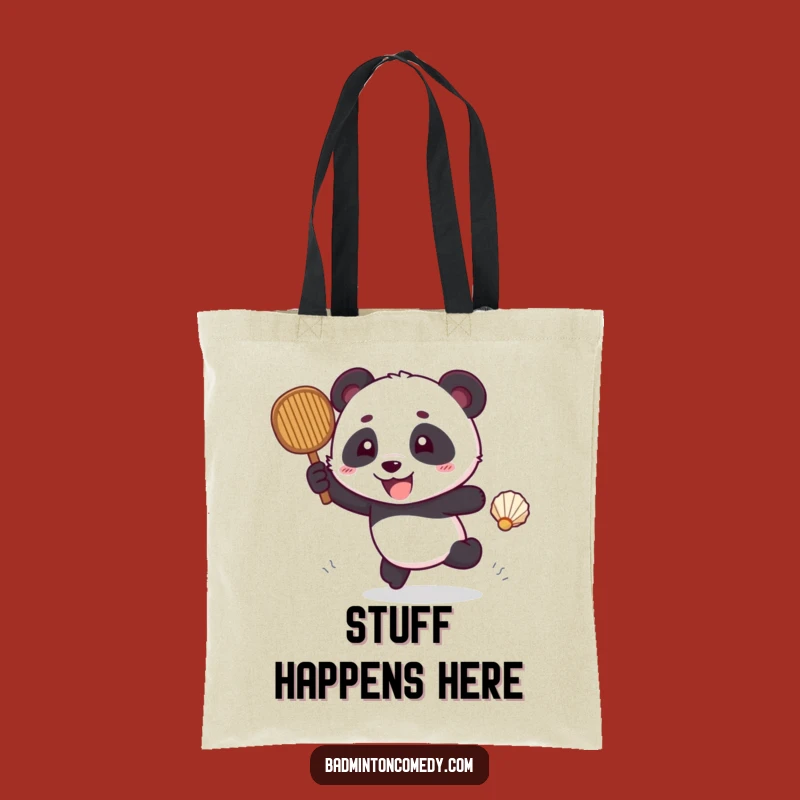 Funny Panda Badminton Tote Bag: Carry Your Stuff with Court Charm
